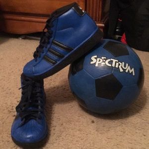 Blue and Black adidas shoes
